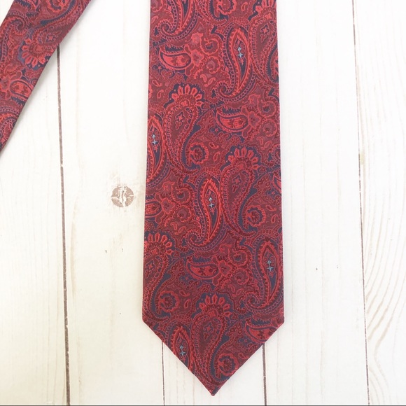 Tommy Hilfiger Silk Blue and Red Patterned Tie - Picture 2 of 8